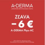 A-derma zľava -6€ pri nákupe radu Phys-Ac (pre pleť so sklonom k akné). 