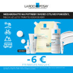 Využite posledný deň zľavu na prípravky La Roche Posay Lipikar a Cicaplast. Pri nákupe produktov v hodnote 25€ získate zľavu 6€. 
